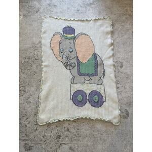 Handmade Knit Elephant‎ Baby Blanket 27”x40” Beautiful Quality